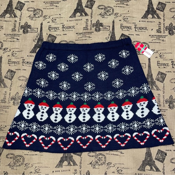 Merry Wear NWT! Junior Navy/White Christmas Skirt Size L - Picture 1 of 8